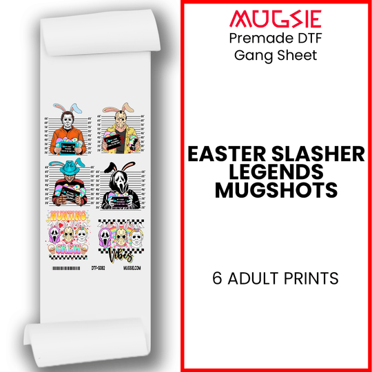 Easter Slasher Legends Mugshots DTF Transfer Mini Gang Sheet - 20x30 Direct-to-Film - Mugsie