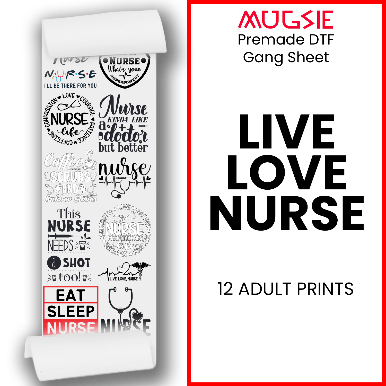 16 Sheets CNA Nurse Iron On Transfers - DTF Heat Transfer Vinyl For T-Shirts & Crafts