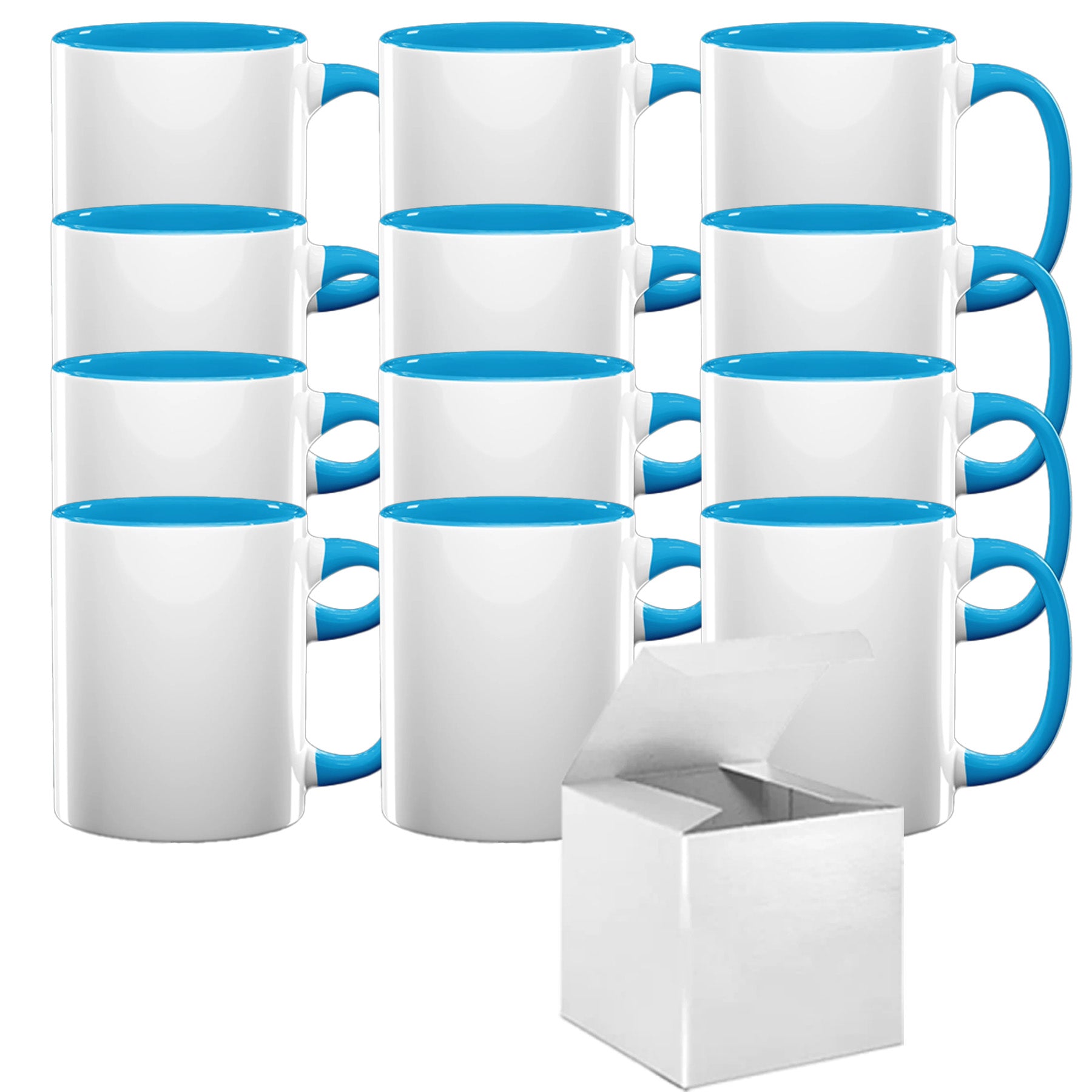 Premium Set of 6 White 15 oz Sublimation Mugs - Dishwasher & Microwave Safe  - Includes Mug Shipping Boxes - Mugsie