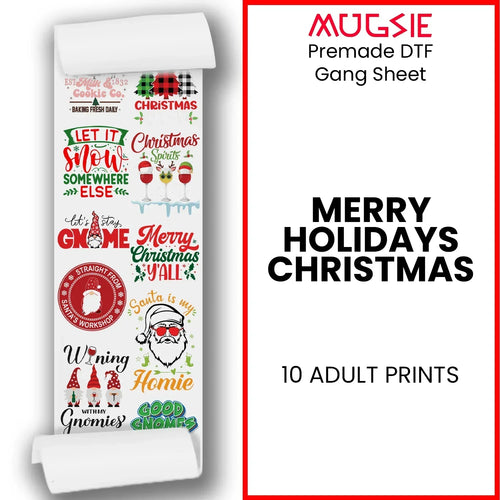 Merry Holidays Christmas DTF Gangsheet - 22x60 - Mugsie