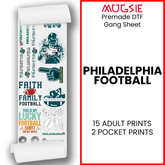 Philadelphia Football DTF Transfer 22x60 Direct-to-Film Gang Sheets - Mugsie