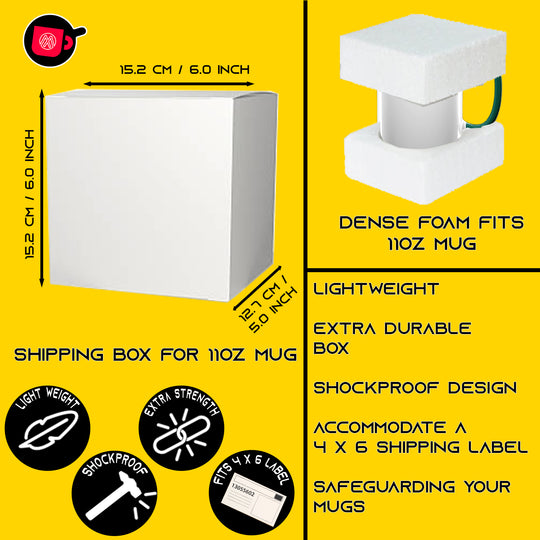 4-Pack Shipping Box for Mugs: 15oz. Polystyrene Foam Mug Boxes with Shockproof Cardboard Packaging