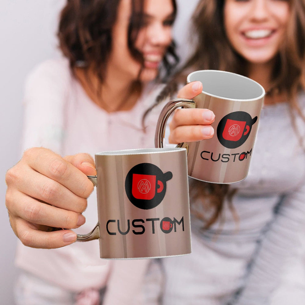 Personalized Copper Metallic Ceramic Coffee Mug - 11oz Custom Mugs with Gift Box - Full Color Print.