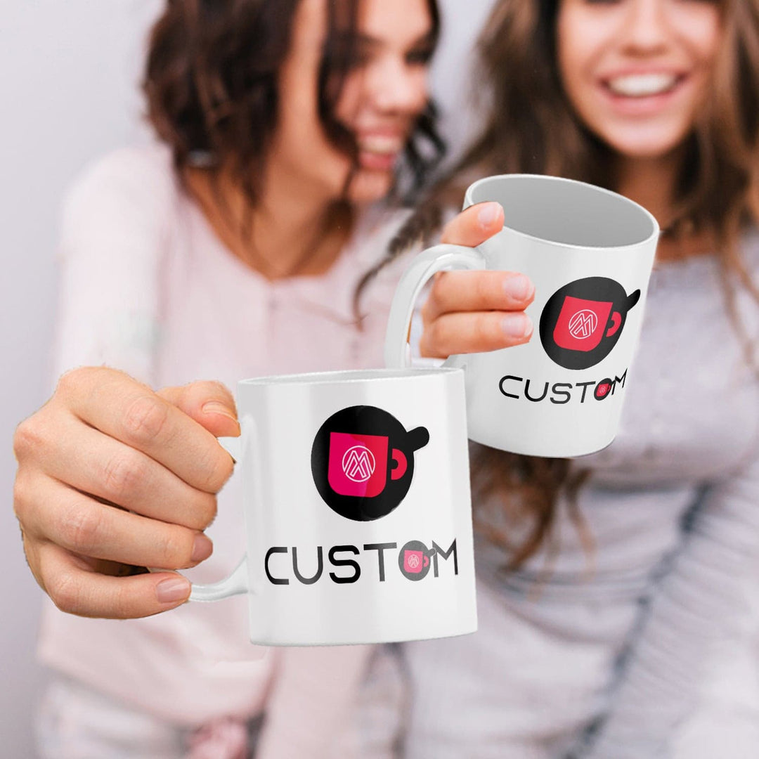 Personalized White Ceramic Coffee Mug - 11oz Custom Mugs with Gift Box - Full Color Print.