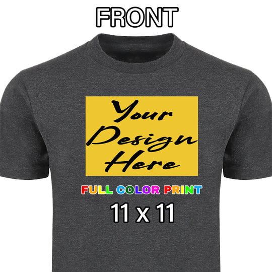 Custom t-shirt with front chest placement full color DTF print