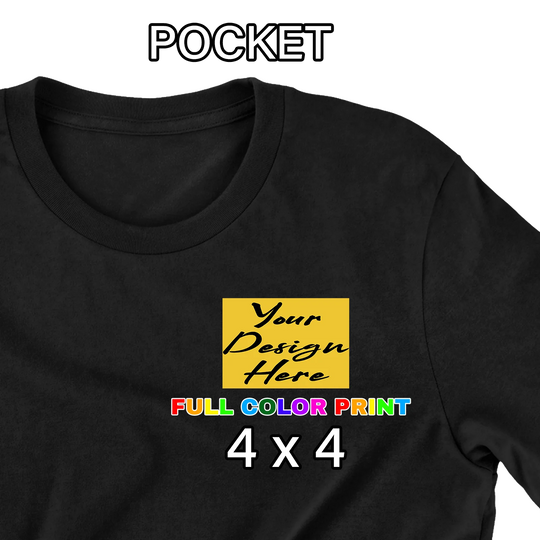 Custom printed t-shirt with 4x4 pocket design on black tee