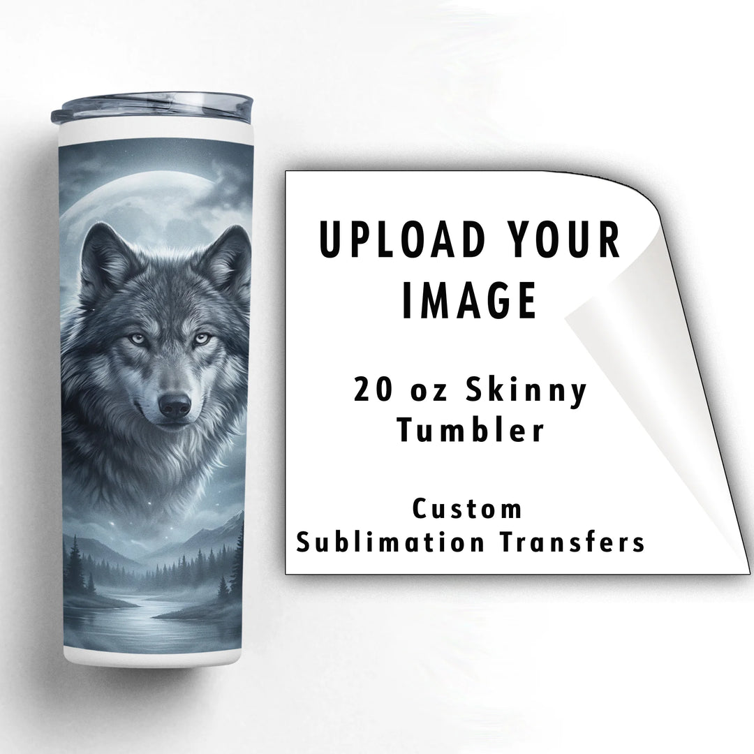 Custom sublimation transfer for 20oz skinny tumbler - upload your own design - transfer only - ready to press - Mugsie