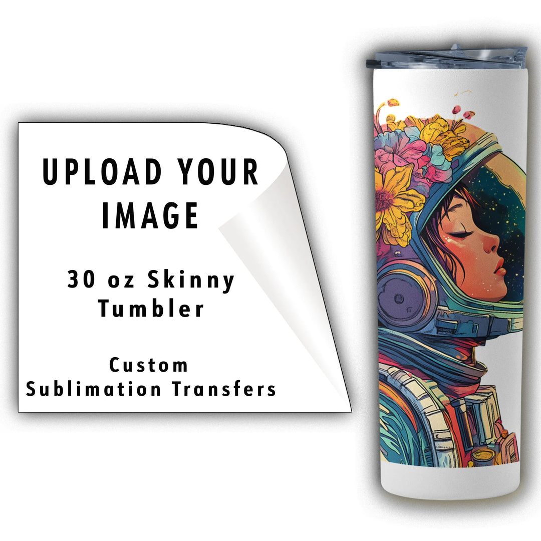 Custom sublimation transfer for 30oz skinny tumbler - upload your own design - transfer only - ready to press - Mugsie