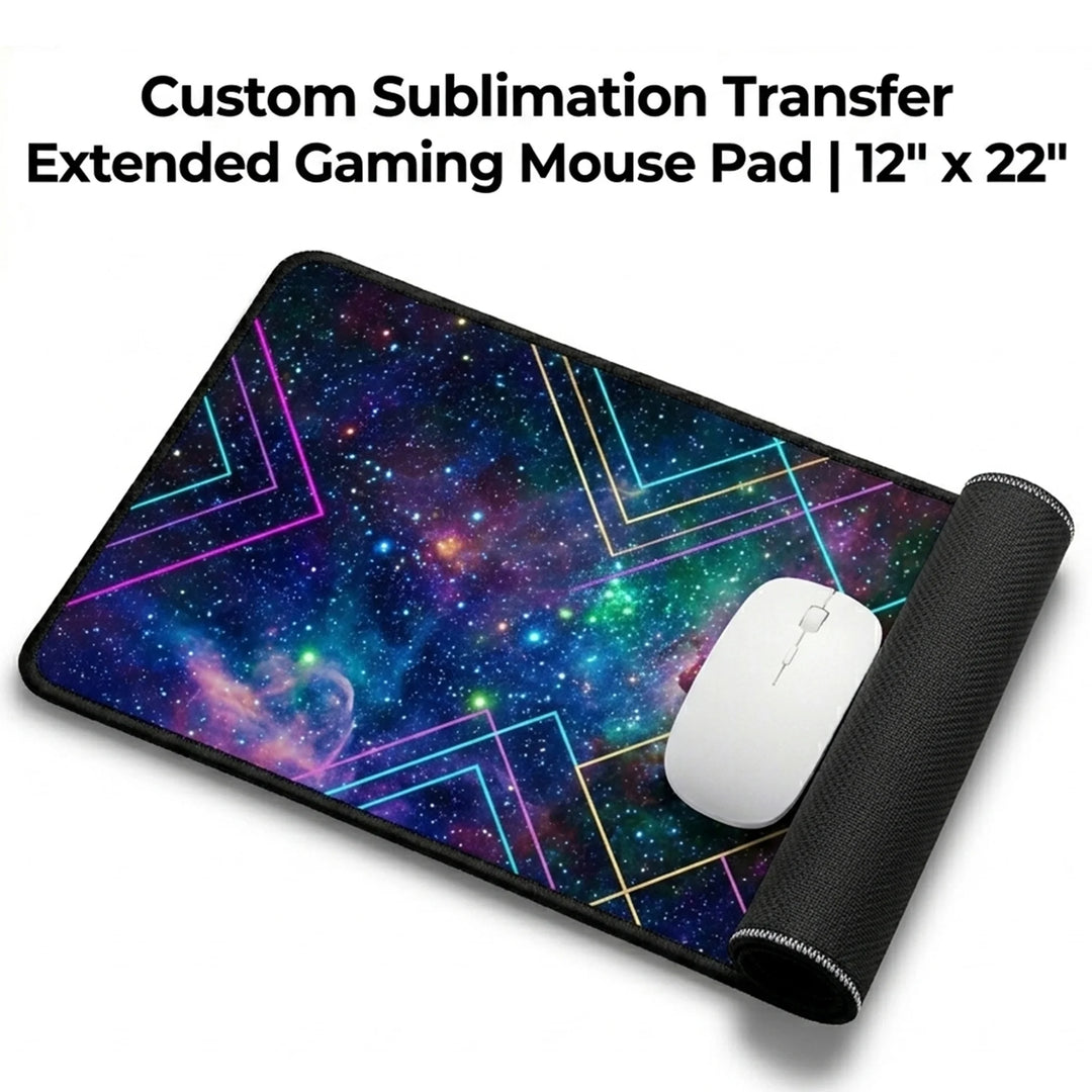 Custom sublimation transfer for extended gaming mouse pad 12 x 22 inch - galaxy space design - upload your own design - transfer only - printed in USA - Mugsie