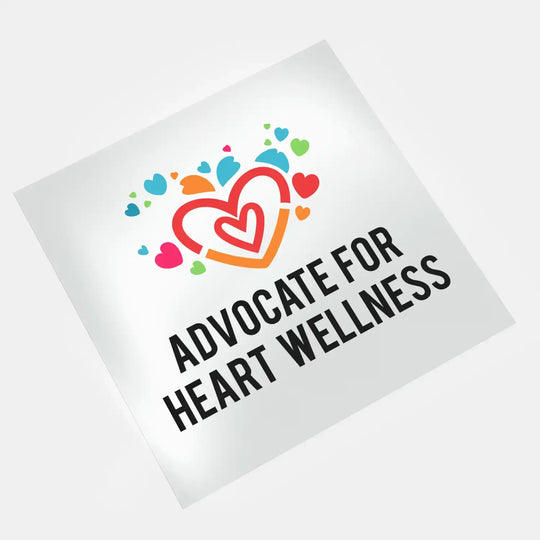 Advocate for heart wellness DTF transfer with colorful heart design