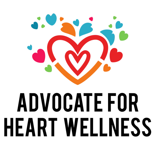 Advocate for heart wellness DTF transfer with colorful hearts design