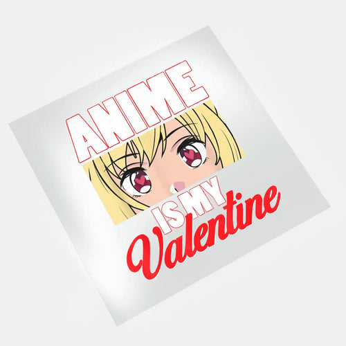 Anime is my valentine blonde girl with hearts DTF transfer design