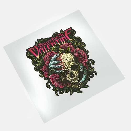 DTF transfer bullet for my valentine skull ornate design ready to press