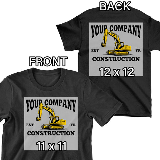 DTF transfer combo - front chest and back for maximum construction company visibility