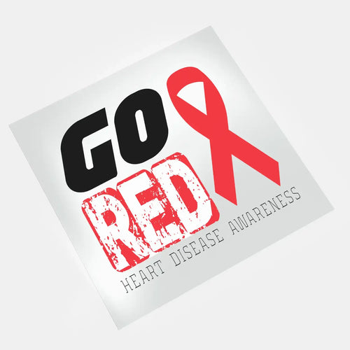 DTF transfer Go Red heart disease awareness design with ribbon