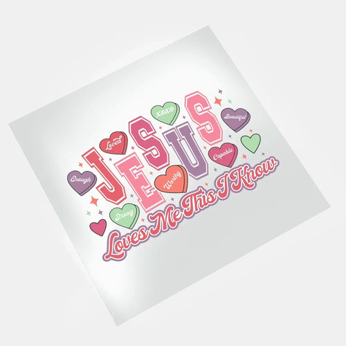 DTF transfer Jesus loves me this I know hearts design