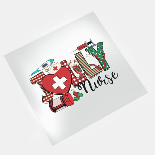 Jolly nurse Christmas medical supplies DTF transfer design
