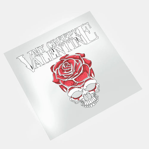 DTF transfer my creepy valentine skull rose design ready to press