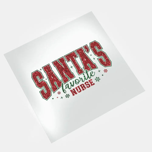Santa's favorite nurse Christmas text DTF transfer design ready to press