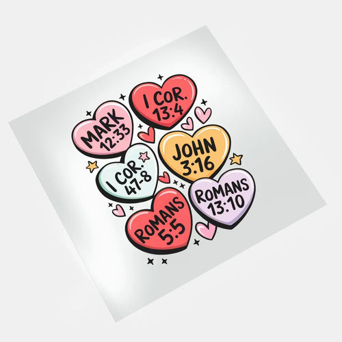 DTF transfers Bible verse hearts Valentine Christian design ready