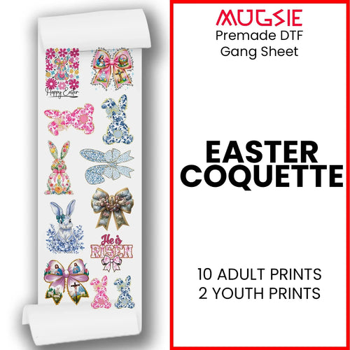 Easter Coquette DTF Transfer Sheet - 22x60" Ready to Press with Vibrant Easter Designs for Apparel