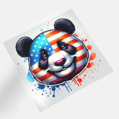 Patriotic panda 4th of July DTF transfer design, perfect for shirts and apparel