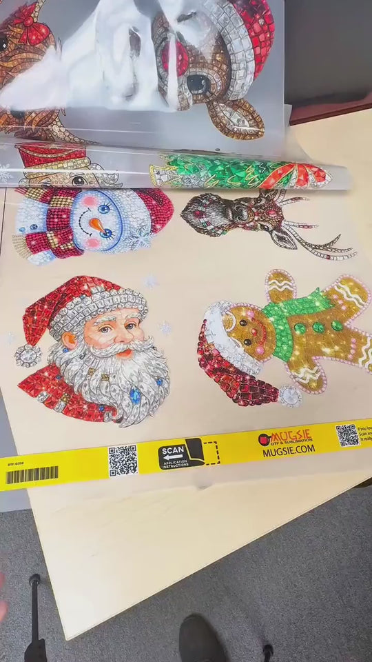 Christmas DTF Transfers - Rhinestone Style Gang Sheet - 12 Designs Ready to Press