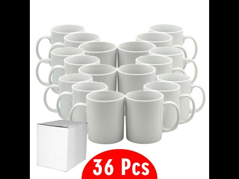 Case of 36 11 oz White Sublimation Ceramic Coffee Mugs - Includes Mug Gift Boxes