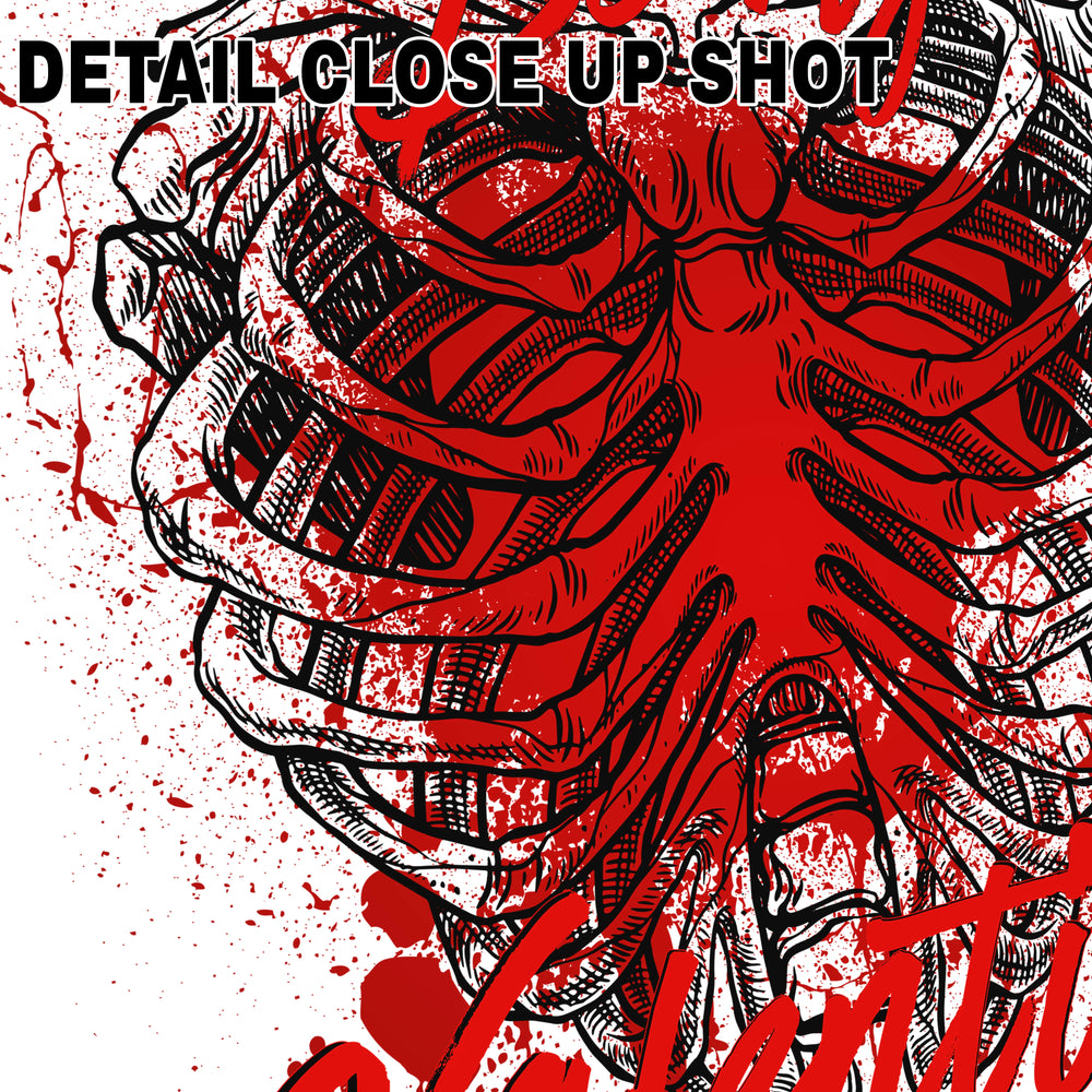 Valentine DTF transfer design featuring anatomical hearts with Be My Valentine text in red and black grunge style with paint splatters