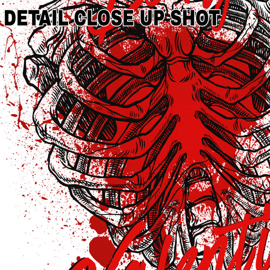 Valentine DTF transfer design featuring anatomical hearts with Be My Valentine text in red and black grunge style with paint splatters