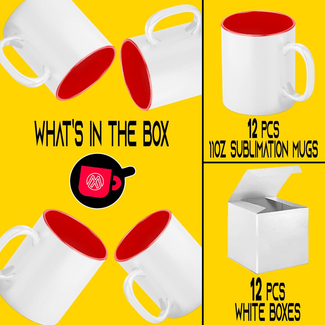 12 Sublimation Color Mug,11oz, Coffee Mug Ceramic blank cup Comes with box