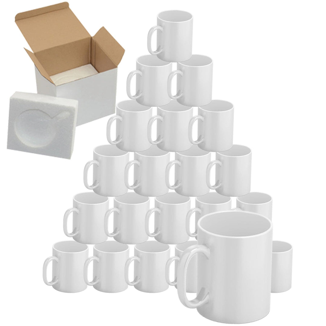 6 Pcs 15OZ El Grande WHITE Blank Sublimation Coffee Mugs With Foam Support  Boxes