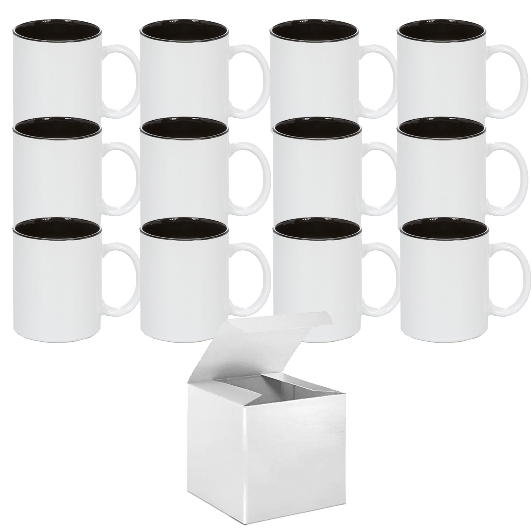 Mugsie Case of 36 11 oz White Ceramic Sublimation Ceramic Coffee Mugs