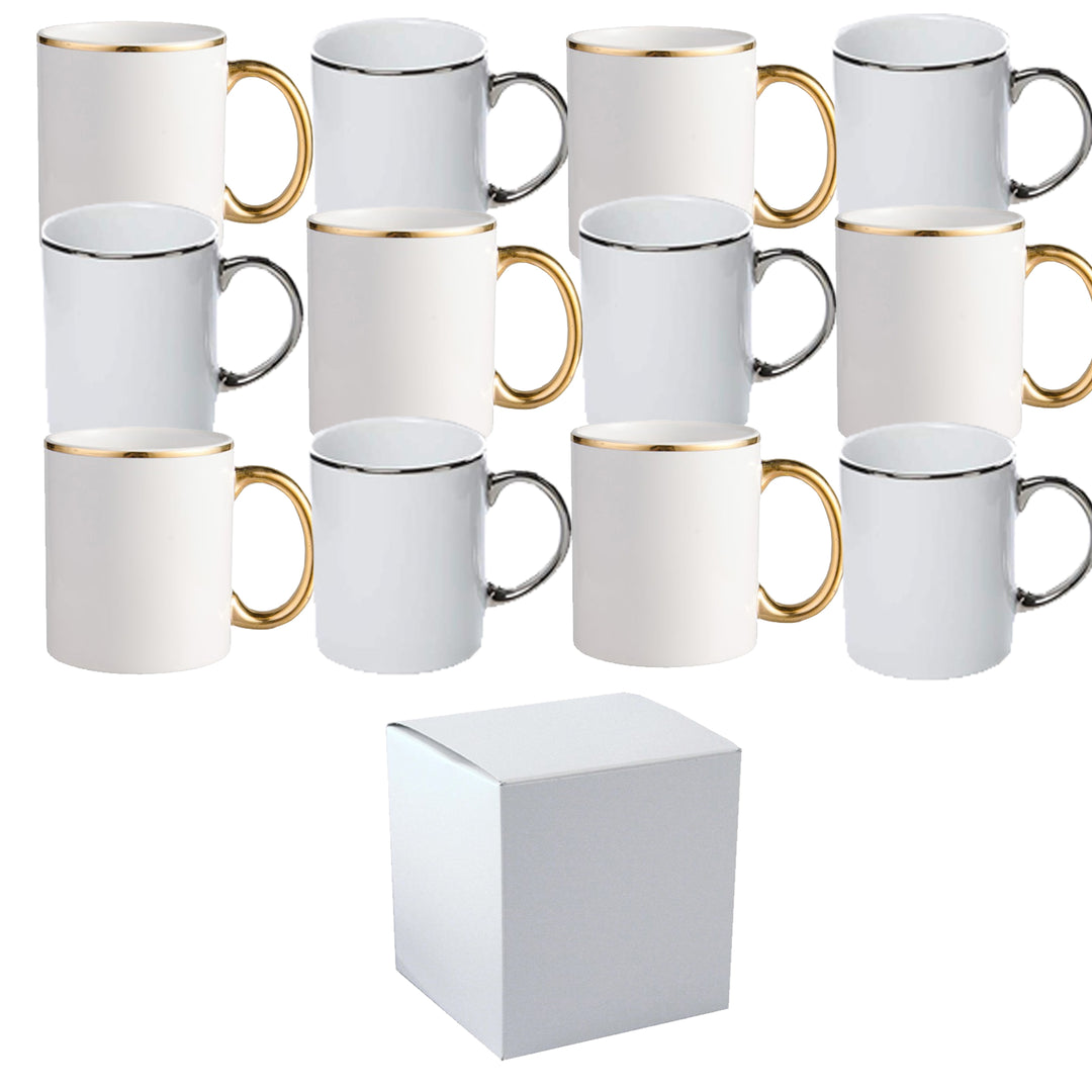 White Ceramic Sublimation Coffee Mug with Colored Rim/Handle - 11oz.