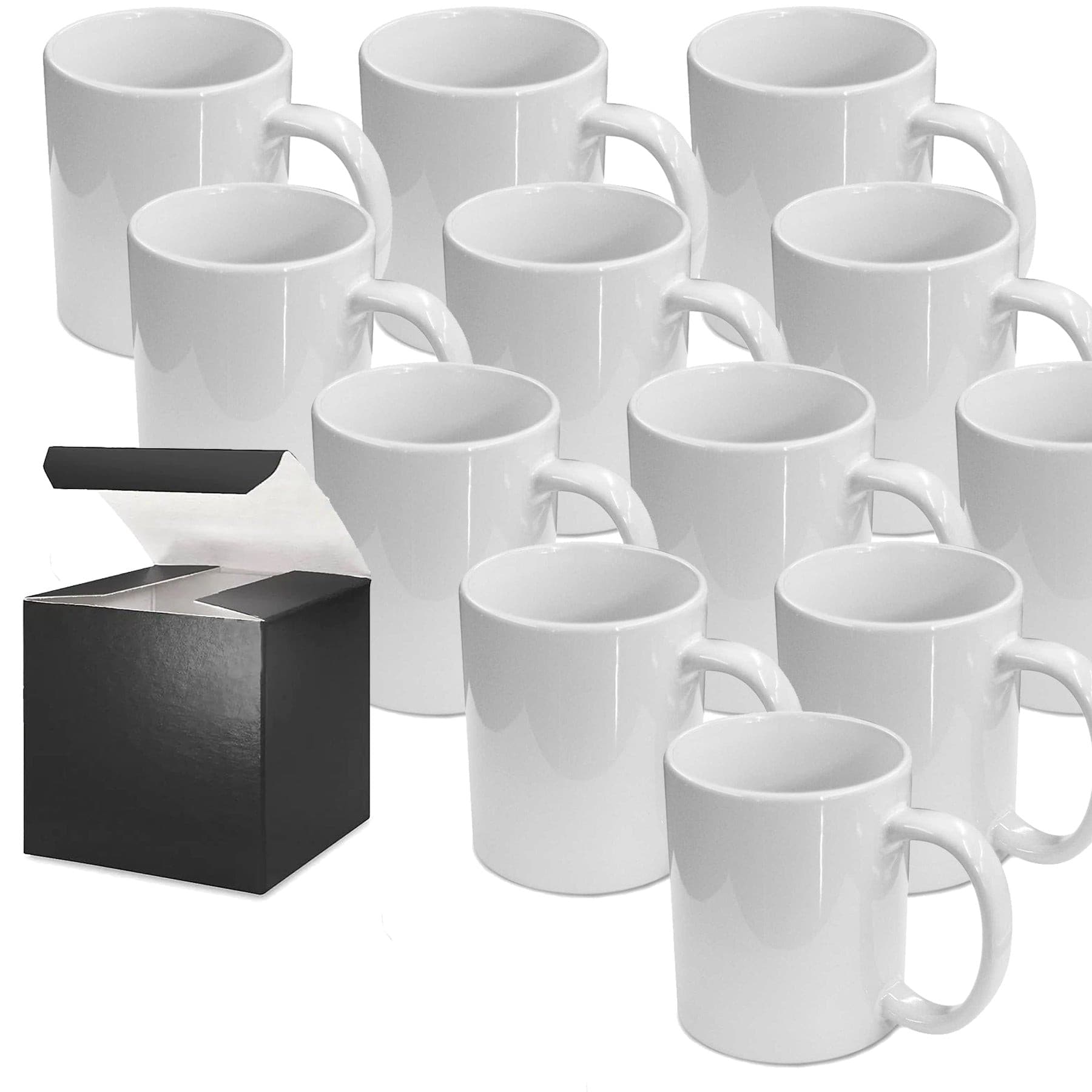 12 Pack 11 oz. SILVER & GOLD Inner and Handle - Ceramic Sublimation Mugs -  Professional Grade - Foam Supports Boxes