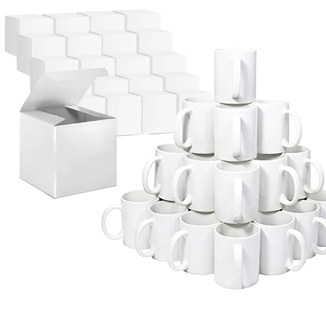 24-Piece Set of 15 oz. Large El Grande White Coffee Mugs with Mug Gift Boxes.
