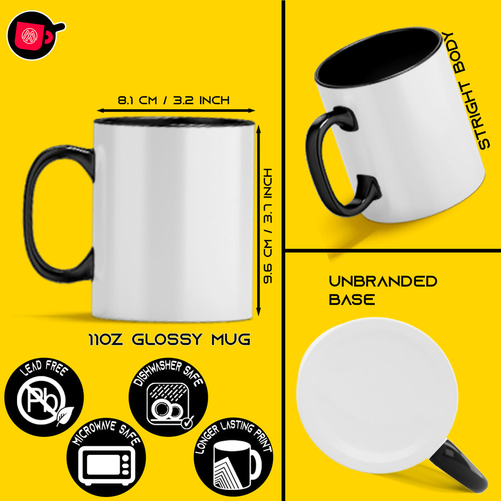 8-Pack 11 oz. Black Inside & Handle Sublimation Mugs with Foam Support Boxes.