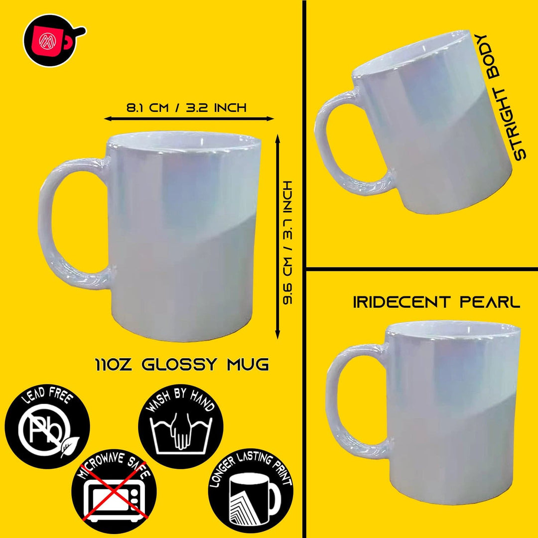 4-Pack 11 oz Pearl Iridescent Sublimation Mugs | Included Mug Foam Support Shipping Boxes.