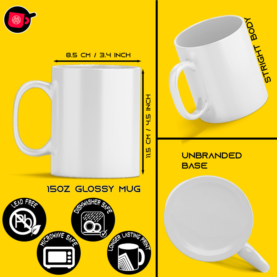Set of 4 El Grande 15 oz White Sublimation Mugs - Includes Foam Support Mug Shipping Boxes.