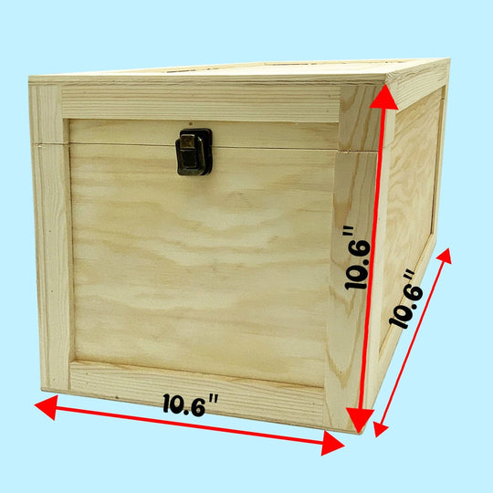 Wood Crate Unfinished Pine - Versatile Storage Solution - 10.6 x 10.6 x 10.6 Inches.